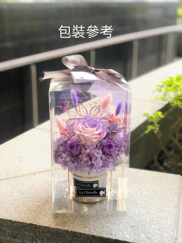 母親節花禮 生日花-紫色保鮮花 永生花 瓶 Purple Roses vase