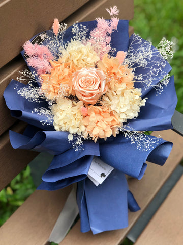 香檳珍珠金屬玫瑰保鮮花束 永生花束 Peach  tune Preserved Roses Bouquet
