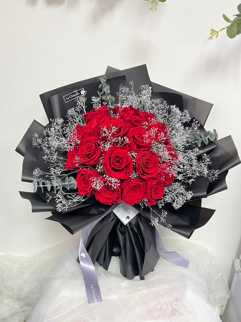 生日求婚 20 枝紅色保鮮玫瑰花束   永生花束20 Preserved Red Roses Bouquet