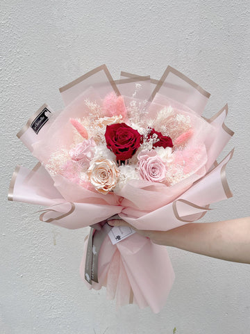 愛你一萬年 -粉红色系6枝保鮮花 永生花 束 Pink Preserved Roses Bouquet