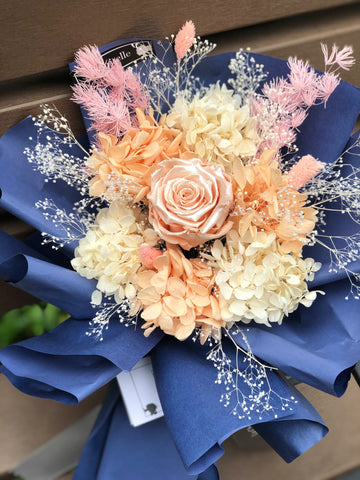 香檳珍珠金屬玫瑰保鮮花束 永生花束 Peach  tune Preserved Roses Bouquet
