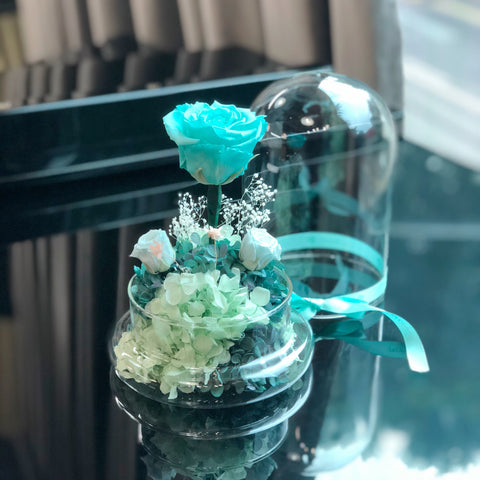 禮品套裝- Tiffany Blue 玫瑰花園保鮮花禮  永生花