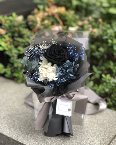 迷你黑色保鮮玫瑰花束 Mini Surprise Black Preserved Rose Bouquet