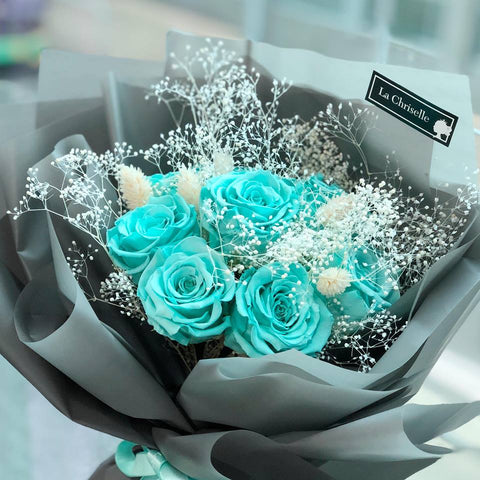 Tiffany Blue 天長地久9 枝保鮮玫瑰花束  Tiffany Blue Forever Love Preserved Roses Bouquet