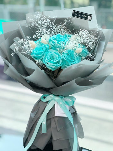 Tiffany Blue 天長地久9 枝保鮮玫瑰花束  Tiffany Blue Forever Love Preserved Roses Bouquet