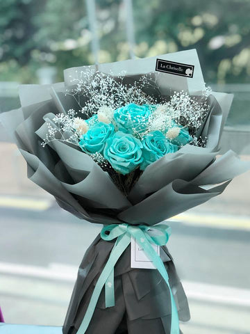 Tiffany Blue 天長地久9 枝保鮮玫瑰花束  Tiffany Blue Forever Love Preserved Roses Bouquet